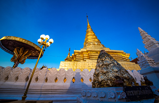 Golden Chedi, Wat Phra That Chae Haeng, an old temple in Nan, Thailand