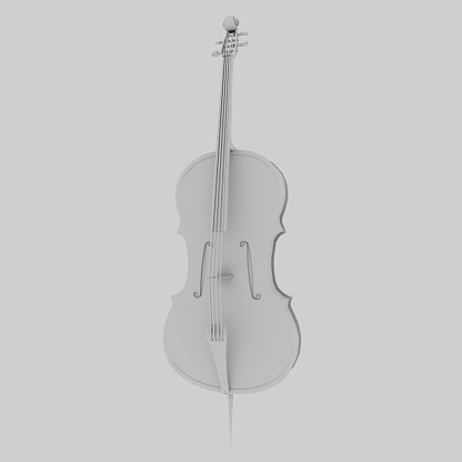 White cello in white background. monochrome. 3D render.