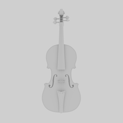 White Violin in white background. monochrome. 3D render.
