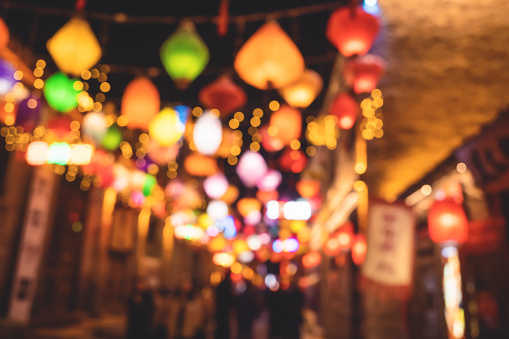 The Night Market Full Of Lanterns In  Chinese New Year,Chinese Culture