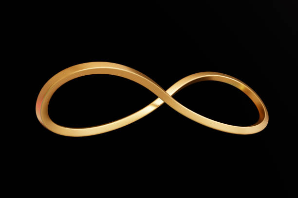 istock Infinity symbol gold color on black background. 3D render illustration. 1371220221