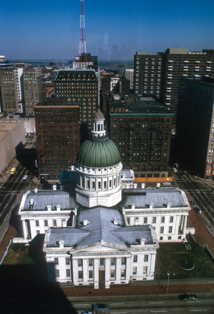 Gateway Arch NP - Old Courthouse Vertical from Above - Morning 1973