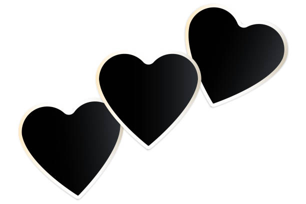 Three black hearts. Heart love vector background. Linear design. Vector illustration. stock image. Three black hearts. Heart love vector background. Linear design. Vector illustration. stock image. EPS 10. cursive letters tattoos silhouette stock illustrations