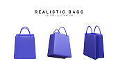 istock Set of 3d realistic colorful shopping bags. Vector Illustration 1371226220