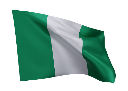 3d illustration flag of Nigeria. Nigeria high resolution flag isolated against white background. 3d rendering