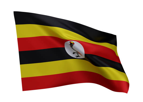 3d illustration flag of Uganda. Ugandan high resolution flag isolated against white background. 3d rendering