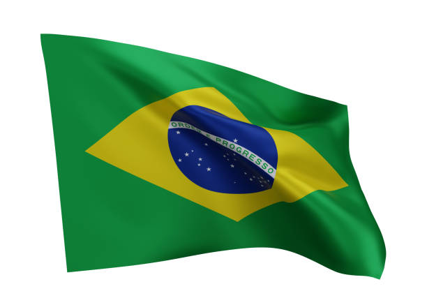 istock 3d flag of Brazil isolated against white background. 3d rendering. 1371226423