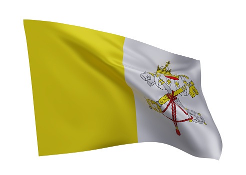 3d illustration flag of Vatican City. Vatican high resolution flag isolated against white background. 3d rendering