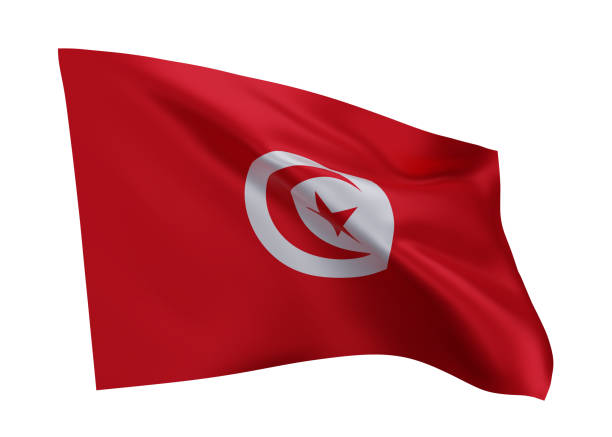 3d illustration flag of Tunisia. Tunisian high resolution flag isolated against white background. 3d rendering