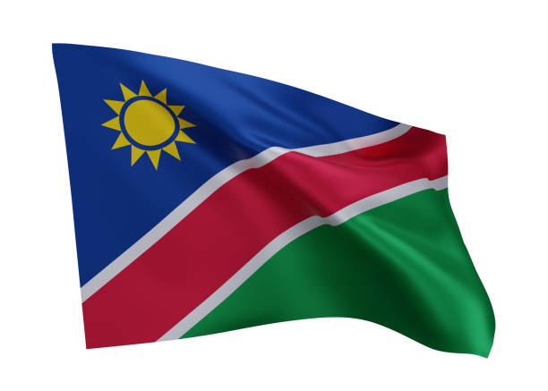 istock 3d flag of Namibia isolated against white background. 3d rendering. 1371226723