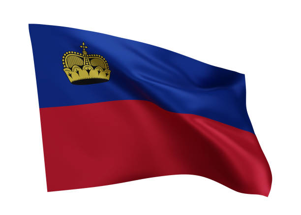 istock 3d flag of Liechtenstein isolated against white background. 3d rendering. 1371227267
