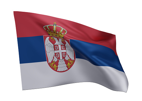 3d illustration flag of Serbia. Serbian high resolution flag isolated against white background. 3d rendering