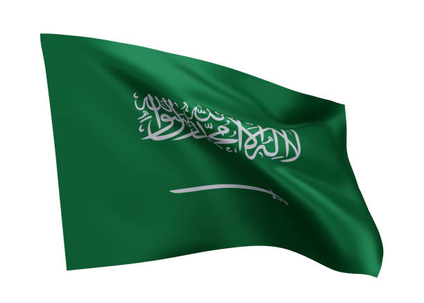 3d illustration flag of Saudi Arabia. Saudi Arabia high resolution flag isolated against white background. 3d rendering