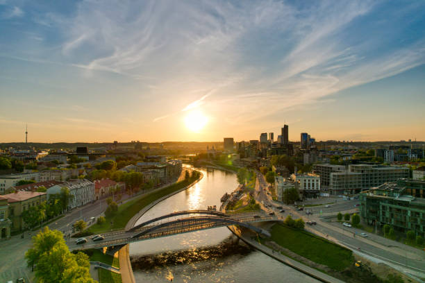 istock Panorama of sunny Vilnius old town 1371231515
