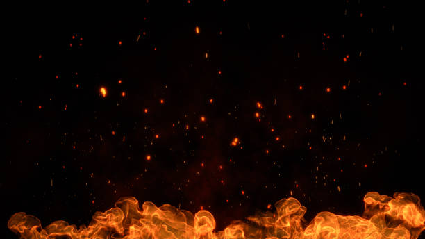 3D fire and Burning embers glowing. Fire Glowing Particles on Black Background 3D fire and Burning embers glowing. Fire Glowing Particles on Black Background glittering burning stock pictures, royalty-free photos & images