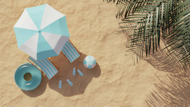 istock 3D Render. Top view of beach in summer holidays concept 1371231575