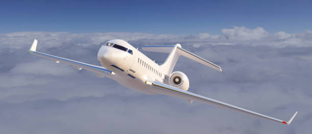 istock A passenger plane flying in the sky, Private jet in the blue sky. 1371231761