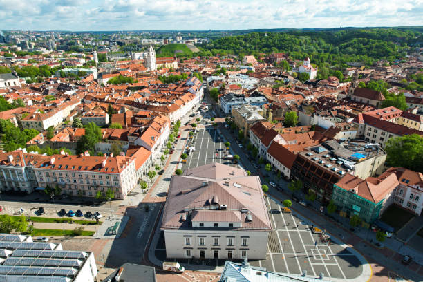 istock Panorama of sunny Vilnius old town 1371232487