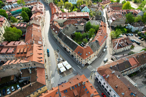 istock Panorama of sunny Vilnius old town 1371232498