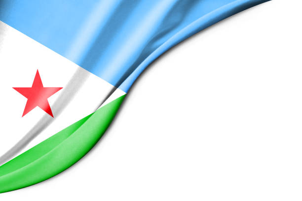 Djibouti flag. 3d illustration. with white background space for text. Djibouti flag. 3d illustration. with white background space for text. Close-up view. flag of djibouti stock pictures, royalty-free photos & images
