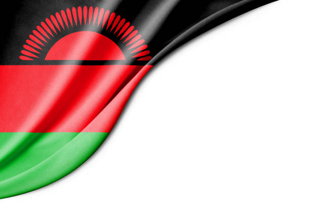 Malawi flag. 3d illustration. with white background space for text. Close-up view.