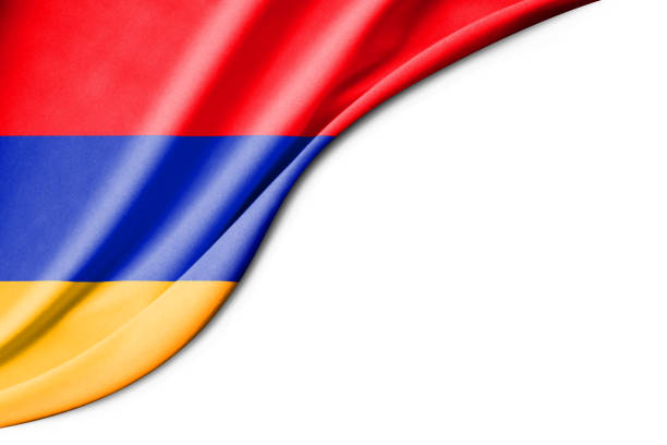 istock Armenia flag. 3d illustration. with white background space for text. 1371233987