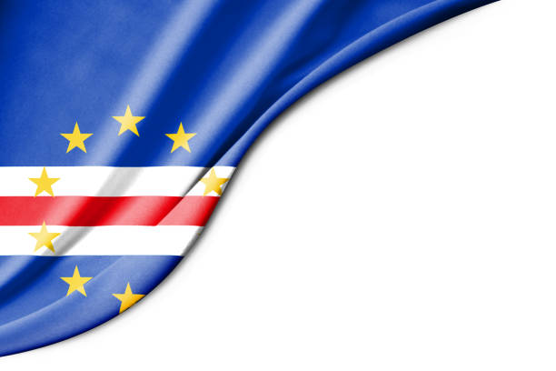 Cape Verde flag. 3d illustration. with white background space for text. Close-up view.