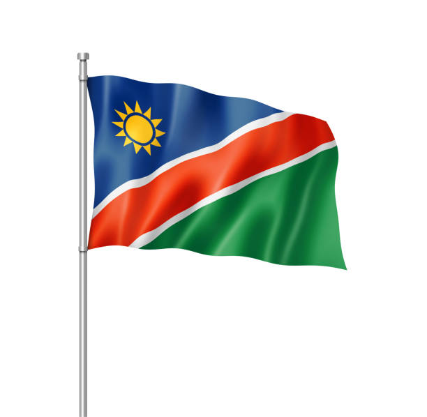 Namibian flag isolated on white Namibia flag, three dimensional render, isolated on white flag of namibia stock pictures, royalty-free photos & images