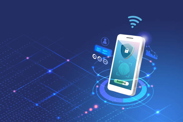 istock Fingerprint scanning on smartphone for security transaction in financial network connecting  . Cyber security in digital online in global network technology. 1371235184