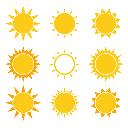 Animated Yellow Sun Set Clipart Icon graphic vector illustration in white background