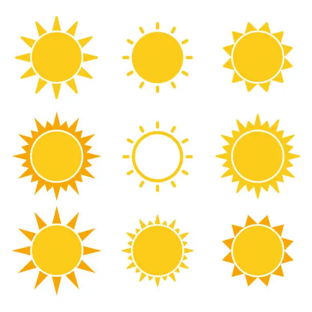 Vector illustration of Cartoon Sun Set Clipart graphic vector illustration in white background