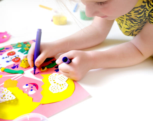 istock DIY Easter home decor from paper and plasticine, Gift ideas, painting Easter card. Handmade.  Childrens Easter crafts. 1371236019