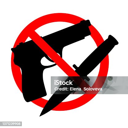 istock Illustration of a prohibited weapon sign on a white background 1371239908