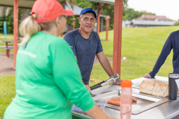 istock Group of friends at a BBQ 1371241657