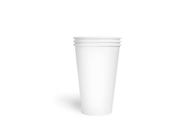 istock White disposable cups isolated on a white background. Paper cups. Coffee cups 1371243378