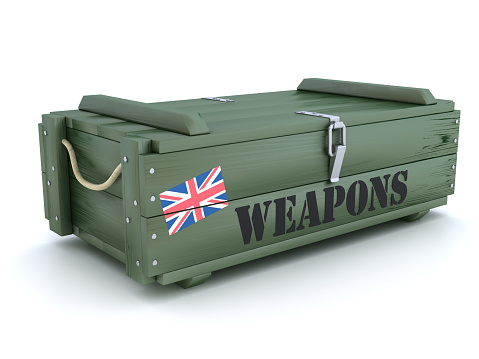 Green weapons crate. Digitally Generated Image isolated on white background