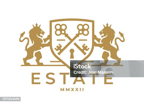 istock Lion keys crest emblem icon 1371243495