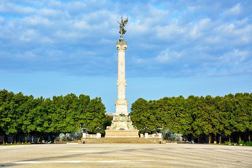 Napoleon on horseback monument in France city of Rouen, summer day.