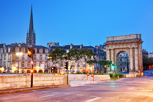 Porte de Bourgogne (or Salinieres) is a medieval stone arch was erected in 1757, Bordeaux, France