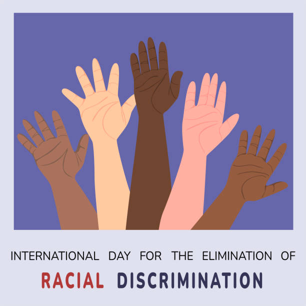 international day for the elimination of racial discrimination with hands of people from different countries. celebrated annually on march 21st. - racism stock illustrations