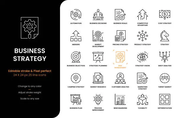 Vector illustration of Business Strategy Line Icons