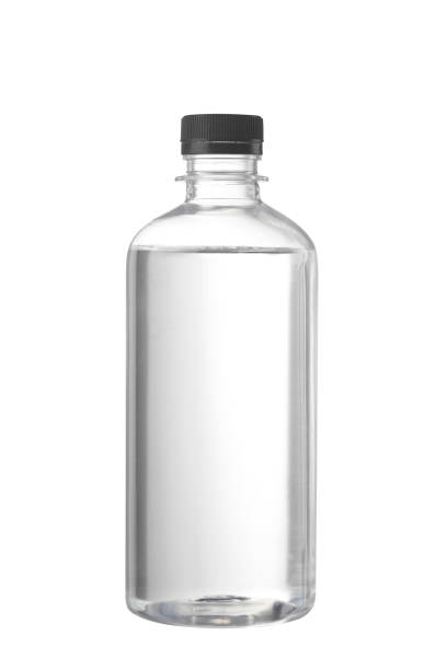 istock clear plastic bottle with liquid on white background, Round bottle 1371257344