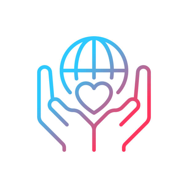 Charitable organization gradient linear vector icon Charitable organization gradient linear vector icon. Philanthropic group. International crowdfunding. Thin line color symbol. Modern style pictogram. Vector isolated outline drawing altruism stock illustrations
