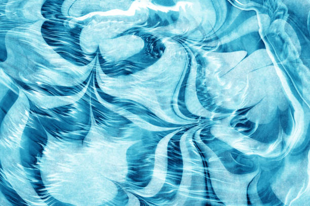 istock Japanese black and blue marbling paper abstract, natural texture background, ink art, wave illustration 1371259983
