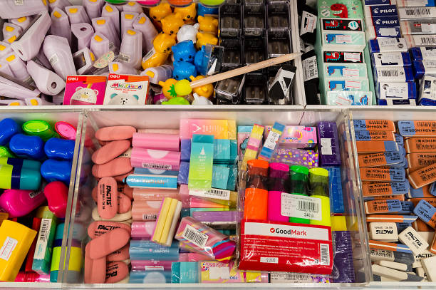 Saint Petersburg, Russia - 20 December 2021. stationery in the shop display. Selective focus