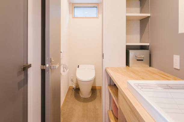 Toilet Interior of modern Japanese house japanese toilet stock pictures, royalty-free photos & images