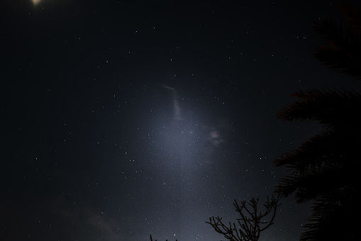 Star on the sky at the backyard. City astrophotography. Dark background