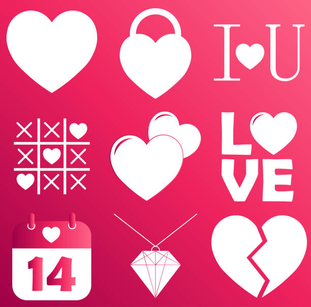 istock Set of heart icons on gradient pink color background for St. Valentines Day 1371261562