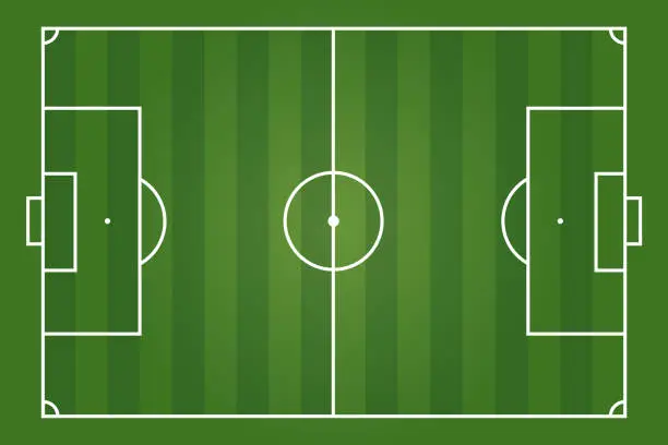 Vector illustration of Top view of green football pitch or soccer field
