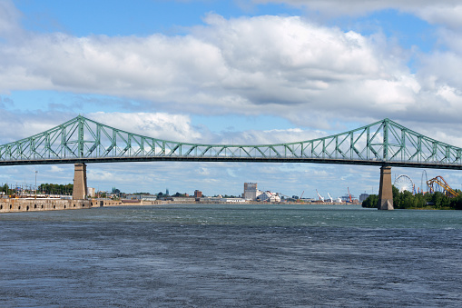 Jacques Cartier bridge on ST. Lawrence River in Montreal, Canada